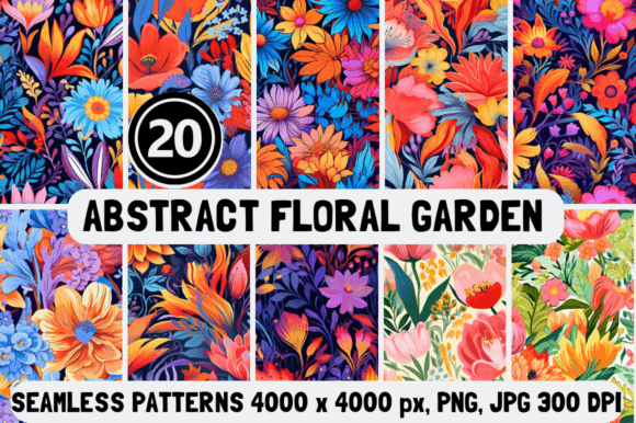 Abstract Floral Garden Seamless Patterns: A Whimsical Design for Creative Projects