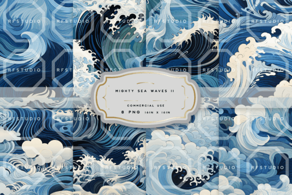 Abstract Sea Waves Seamless Patterns 2