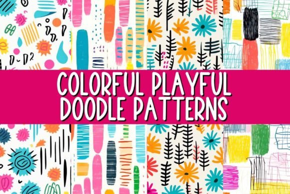Colorful Playful Doodle Patterns: A Creative Resource for Unique Design Projects
