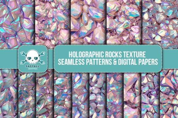 Holographic Rocks Seamless Patterns