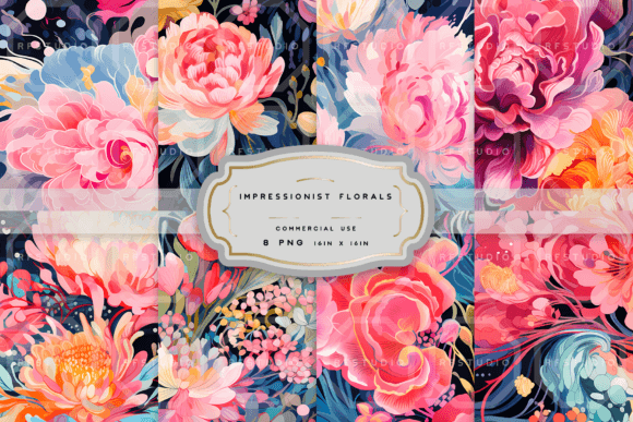 Impressionist Florals Seamless Patterns