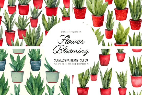Plant in Pot Seamless Patterns Vol.1: Elevate Your DIY Creations with Floral Elegance