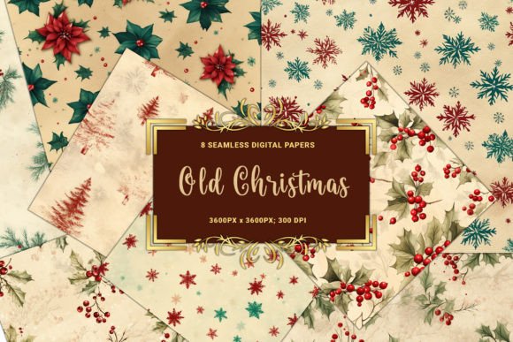 Seamless Retro Patterns Old Christmas