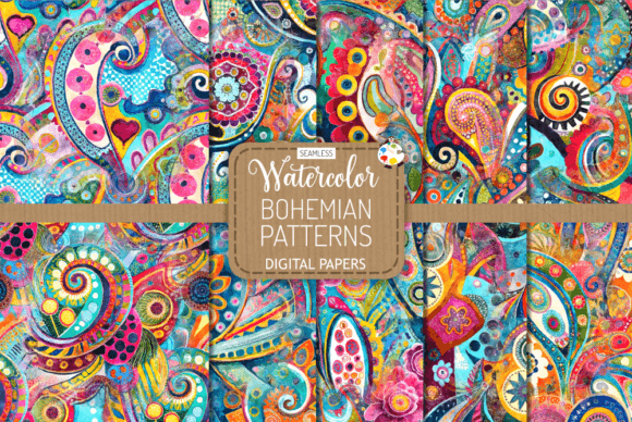 Seamless Watercolor Bohemian Patterns