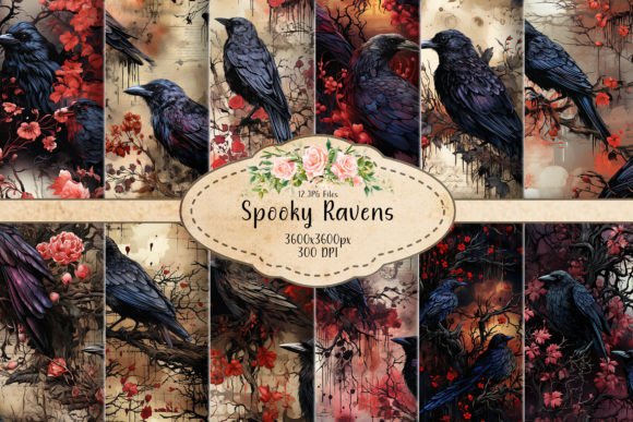 Spooky Ravens Seamless Patterns: A Versatile Design Asset for Creative Professionals