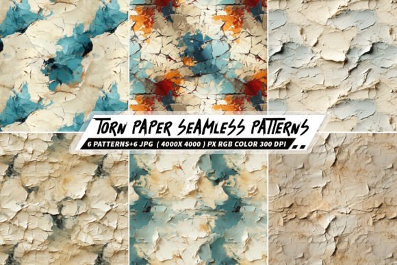 Torn Paper 6 Seamless Patterns: A Versatile Design Resource for Creative Professionals