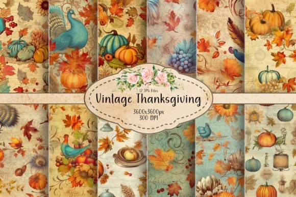 Vintage Thanksgiving Seamless Patterns